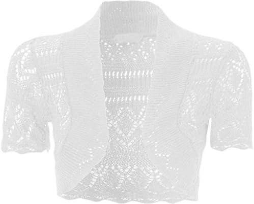 RM Fashions Girls Crochet Bolero Shrug Kids Knitted Short Sleeve Cardigan New Age 2-13 Years