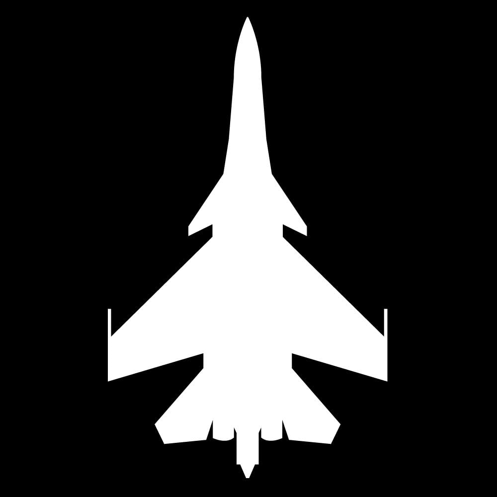 Auto Vynamics - MILITARY-PLANECHOPPER05-5-WHI - Matte White Vinyl Military Plane/Helicopter Silhouette Decal - Fighter Jet Top Down View 03 Design - 3-by-5-inches - (1) Piece Kit - Single Decal