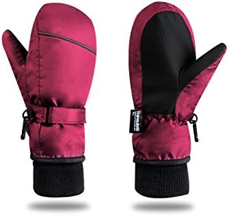 Kid's Ski Gloves Snowboard Snowmobile Waterproof Windproof 3M Thinsulate Winter Warm Snow Cold Gloves (XS, Purple)