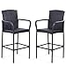 Tangkula Set of 2 Patio Bar Stools Indoor Outdoor Use Wicker Rattan Barstool with Footrest for Garden Pool Lawn Backyard Study Steel Frame Bar Chairs Furniture (Dark Brown 47
