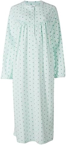 Women's Long Sleeved Spot Fleece Nightdress in 2 Lengths