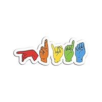 Hand Wooden Customizable Sticker Sign Language Funny Rainbow Flag Gay LGBT Deaf ASL Mute Stickers for Personalize (3 pcs/Pack)