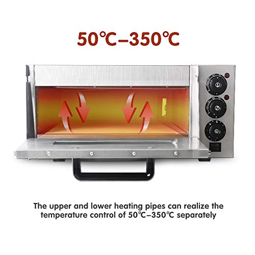 Professionele pizza-oven met 400 x 400 mm chamotsteenback surface, gastro steenoven voor pizza,bread and pastry, 2000 W… - Afbeelding 6