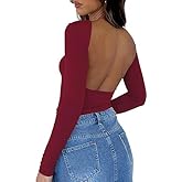 ForeFair Women Sexy Backless Short Sleeve Slim Fit Crewneck Summer Casual Y2K Crop Tee