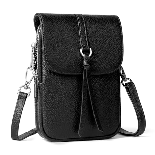 befen Genuine Leather Mobile Phone Case for Hanging, RFID Blocking Mobile Phone Shoulder Bag, Women's Small Handbag, Leather, Mobile Phone Case with Purse for Hanging, Crossbody Bag with Adjustable