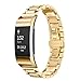 Fitbit Charge 2 Wrist Band, Shangpule Stainless Steel Metal Replacement Smart Watch Band Bracelet with Double Button Folding Clasp for Fitbit Charge 2 (Gold)