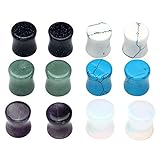 JOVIVI 6Pairs Organic Semi-Precious Stone Amethyst Aventurine Turquoise Double Flared Saddle Ear Plugs Stretcher Expander Gauges(8mm(0g))
