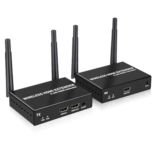 4K@30Hz Wireless HDMI Transmitter and Receiver, 200m(656ft) HDMI Extender with Local Loop Out, 2.4/5.8GHz for Streaming Video and Audio from Laptop/PC/Camera/PS4, IR Support