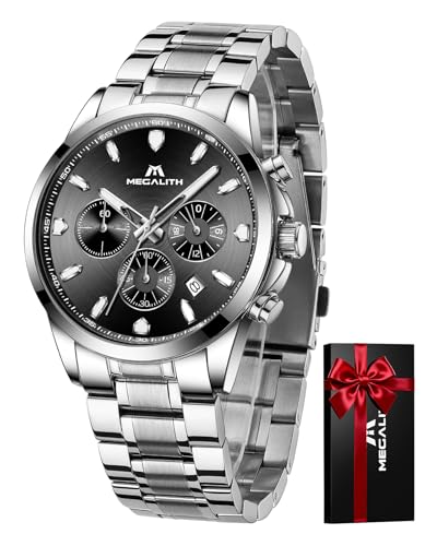 MEGALITH Men's Elegant Wristwatch: Chronograph Waterproof Analogue Watch with Luminous Date – Anniversary Birthday Gift for Formal Business Men