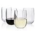 Premium Quality Thick-walled Large Capacity Plastic 14oz Stemless Wine Glass | Set of 4