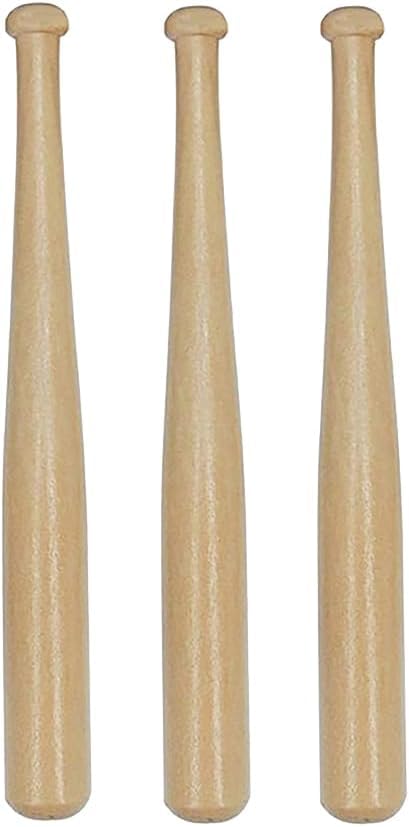 3Pcs Wood 150mm Mini Baseball Bats Unfinished Small Wooden Bats Wood Baseball Bats Baseball Softball Stand Display with Wooden Ring for Painting DIY Craft Projects Baseball Sports