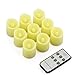 Intsun® Set of 9 Pcs Melted Edge Wax Flameless LED Candles with Remote Control, LED tea lights, Mini Flickering Unscented Candles lights for wedding, birthday, party, room decoration, Yellow Light