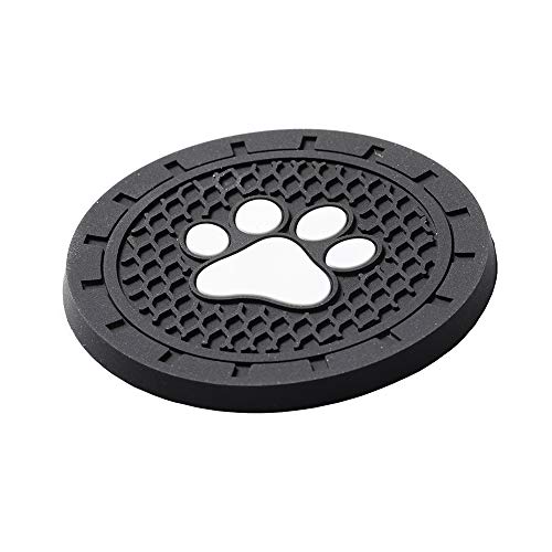 Lipctine 2 Pack 2.75 Inch Soft Paw Rubber Pad Set Round Auto Cup Holder Insert Drink Coaster fit for BMW Ford Chevrolet Silverado for BMW Ford Chevrolet Silverado Jeep Wrangler Liberty GMC Car Truck