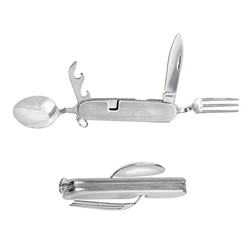 Camping Utensil Stainless Steel Pocket Knife – Knife, Spoon, Fork, and Can Opener in One