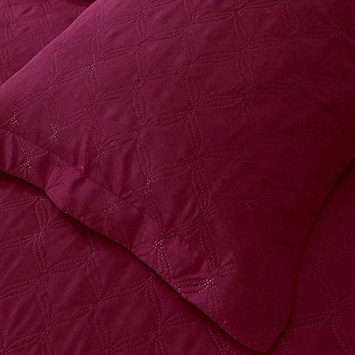 Oliven Standard Pillow Shams Set of 2,100% Breathable Soft Microfiber Embossed Envelop Closure Pillowcases 20"x26"-Burgundy - Thumbnail 4