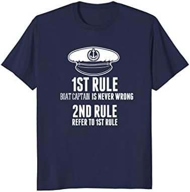 Mens BOAT CAPTAIN IS NEVER WRONG T-Shirt Funny Boating Sail Gift Medium Navy