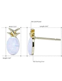 Spoil Cupid - Pendientes de tuerca de plata de ley 925 con ópalo sintético ovalado y piña