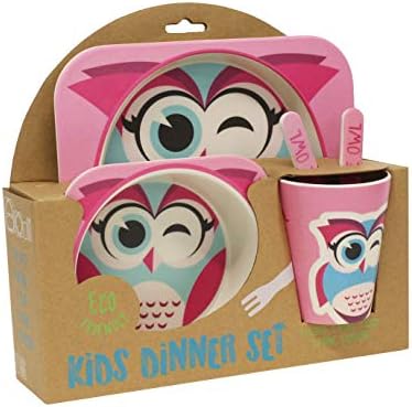 Gourmet Home Products 198025 5-Piece Kids Dinner Set, Owl