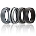 ROQ Silicone Wedding Ring for Men, 7 Pack, 4 Pack & Singles, Silicone Rubber Bands - Classic Style Solid & Striped, Metallic Look & Matte Colors