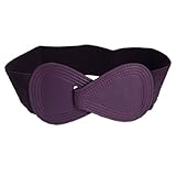 Allegra K Ladies 8-shaped Faux Leahter Buckle Elastic Purple Cinch Belt, Online Clothing Store