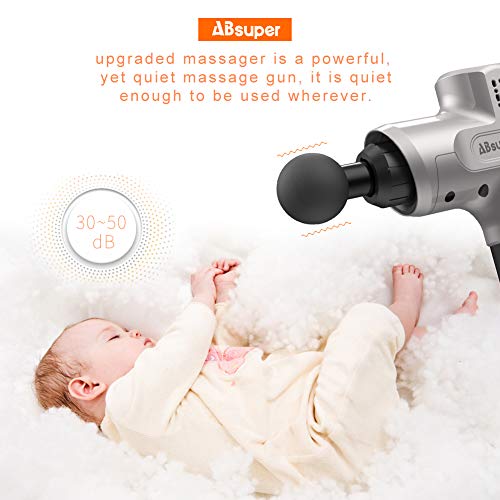 Massage Gun, ABsuper Upgraded Percussion Massager, Deep Tissue Massager with Four Different Heads for Different Muscle Groups, Cordless Handheld Massager for Muscles, Neck, Back, Leg, Shoulder, Hand