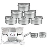 Beauticom (Quantity: 6 Pieces) 80G Empty Silver Round Aluminum Metal Tin Sample Jar Containers with Screw Cap Lid for Candle, Beauty, Skincare, Cosmetics, Make Up, Balm, Salves