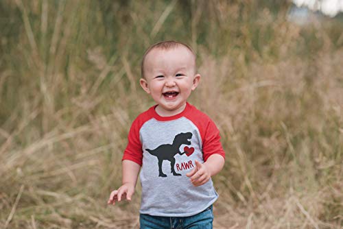 7 ate 9 Apparel Kids Dinosaur Happy Valentine's Day 2T Red Raglan