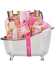 spa luxetique Gift Set For Women, Bath Sets for Women Gift, 8 Pcs Rose Spa Basket Includes Bubble Bath, Shower Gel, Body Lotion, Mom Birthday Gifts, Mother‘s Day Gifts for Her