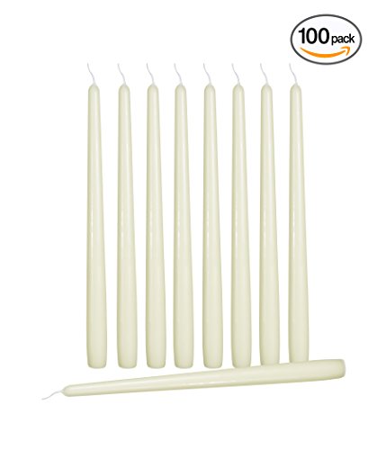 image for Ner Mitzvah 100 Pack Tall Taper Candles - 10 Inch Woolwhite Dripless, 