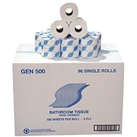 General Supply 500 Bath Tissue, 2-Ply, 500 Sheets Per Roll, White (Case of 96 Rolls)