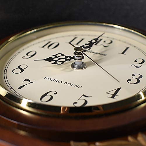 TXL Mantel Clock 8.3" Silent Decorative Wood Desk Clock Battery Operated, Dark Wooden Design for Living Room Office Kitchen Shelf & Home Décor Gift, T10392