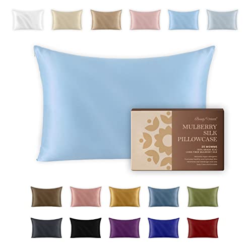 BEAUTY OF ORIENT 25 Momme, 100 Pure Mulberry Silk Pillowcase for