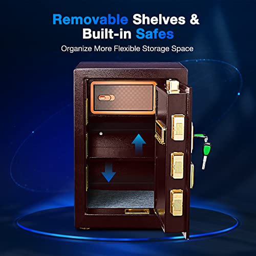 ADIMO Safe, 2.5 Cubic Feet Cabinet Safe Box with LCD Smart Touch Screen and Digital Keypad, Smart Alarm System and Removable Shelf, Home & Office Safe for Documents, Money, Gold and Pistol