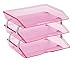 Acrimet Facility 3 Tier Letter Tray, Side Load, Letter Size/A4, Desktop File Organizer, Plastic (Clear Pink Color)