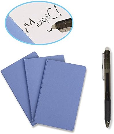 Pocket Notebook - Memo Book - Field Notebook Small &amp;Classic Notebook - 3.5"x5.5" - Pack of 3 (With 1 Erasable Gel Pen)