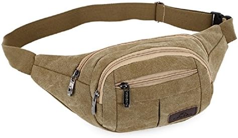 Waist Pack Canvas Fanny Running Sport Single Shoulder Men's Outdoor Bag (Khaki)