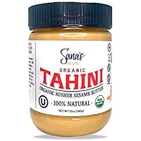 100% Pure Creamy Organic Stone-Ground Whole Sesame Tahini Paste, Kosher, Non-GMO, Unsalted, Peanut Free, Tree Nut Free…