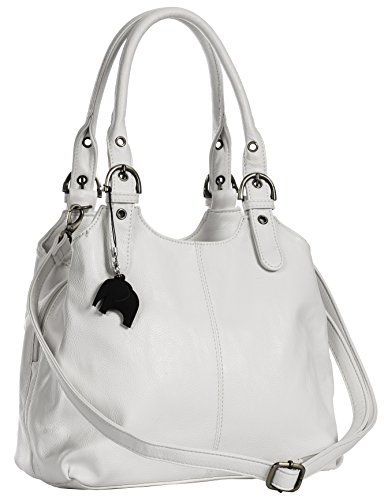 Womens Medium Size Plain Shoulder Bag with a Long Strap With a Branded Protective Storage Bag and Charm (White 105)