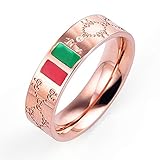 X-LEE Luxury Shine Celebrity Ring Classic Red and Green Bar TISCO Ring(6)