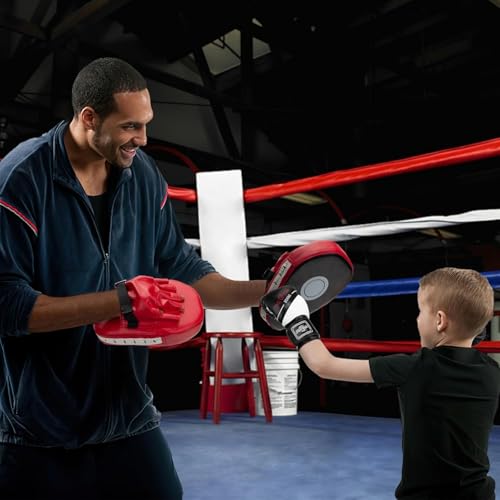 Ssumght 4-in-1 Kids Boxing Gloves and Punching Mitts Set, Boxing Pads with Boxing Reflex Ball, Kid Boxing Equipment Set with Hand Wrap for MMA Training, Muay Thai, Karate,6oz