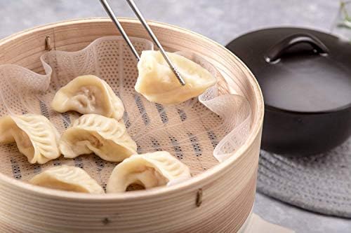Silicone Steamer Mesh/Pad Round 8 inch, Reusable Non-Stick Heat Resistance Kitchen Steamer Mat Liners， for 5.3 & 5.8 QT Air Fryers, Baking, Cooking, Bamboo Steamer(No Steamer Basket)