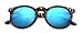 Outray Vintage Round Horned Rim Frame Retro Sunglasses 2201c2 Tortoise Mirror Blue