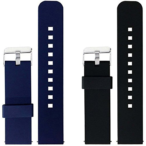 ECSEM 2pcs Replacement Silicone Bands Straps for Fossil Q Wander Gen 2 Touchscreen Only (Navy+Black)