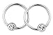 Pair of 2 Rings: 16g 3/8 Inch Surgical Steel Clear CZ Captive Bead Hoop Rings, 4 mm Balls
