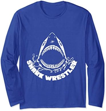 Unisex Shark Wrestler Funny Amputee Long Sleeve Shirt Large Royal Blue