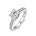 Hafeez Center 1ct 6.5mm Round Brilliant Cut Simulated Diamond CZ Solitaire Engagement Rings, Rhodium Plated Sterling Silver