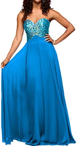 Charm Bridal Beading Strapless Bridesmaid Summer Party Dresses Junior Homecoming -4-Ocean blue