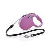 Flexi New Classic Retractable Dog Leash (Cord), 26 ft, Small, Pink