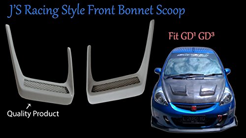 New Honda Jazz Fit GD1 GD3 JS RACING Style Front Bonnet Scoop 1 Pair Fibreglass