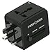 FosPower All-In-One International Power Adapter, High Speed [3.1A] Dual USB Ports Travel Plug Charger (US UK EU AU) for iPhone, iPad, Smartphones, Tablets, Laptop - Black